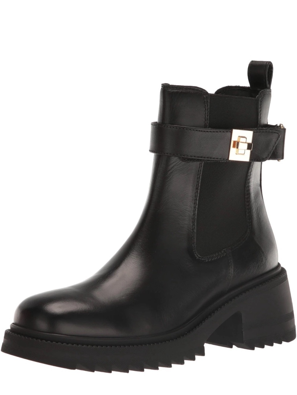 Steve Madden Gates Ankle Boots Black Leather Women’s Size 10 Chunky Heels 2.5”